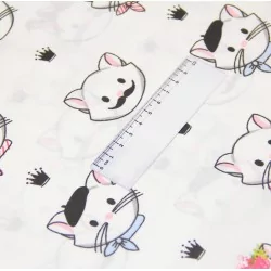 Cat Head Fabric Cotton Pink Background | Wolf Fabrics
