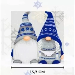 Fabric Cotton Christmas Elves - Blue and Grey Hats Nikita Loup