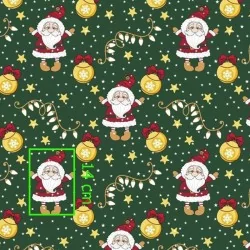 Tecido Papai Noel fundo verde
