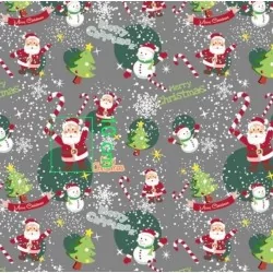 Santa Claus and Snowman Fabric Cotton Nikita Loup