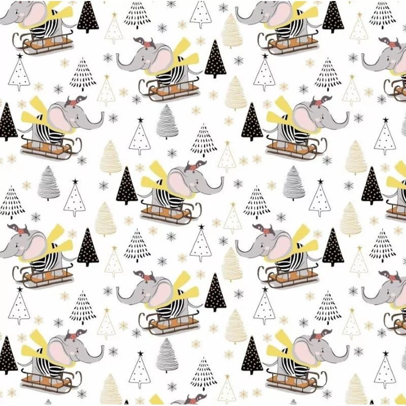 Elephant Sledding Fabric Cotton | Wolf Fabrics