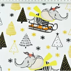 Elephant Sledding Fabric Cotton | Wolf Fabrics