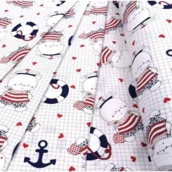Marine Teddy Bear Fabric Cotton | Wolf Fabrics