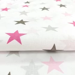Pink, Fuchsia and Grey Star Fabric Cotton Nikita Loup
