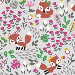 Fabric Jersey Little Fox in the Flowers Nikita Loup