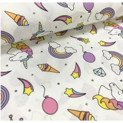 Unicorn and Rainbow fabric Nikita Loup