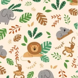 Jersey stof dieren van de jungle nikitaloup