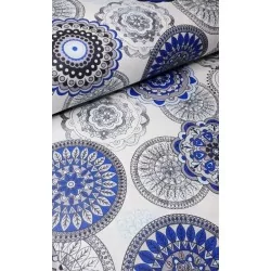 Fabric Cotton Blue and Grey Mandala Nikita Loup