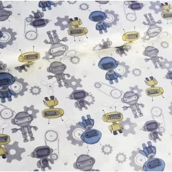 Tessuto di Cotone Piccolo Robot | Tissus Loup