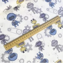 Tessuto di Cotone Piccolo Robot | Tissus Loup