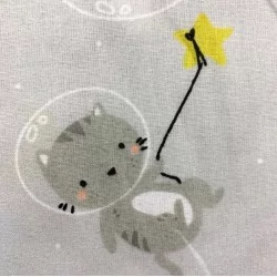 Tessuto di Cotone Gatto nello Spazio | Tissus Loup