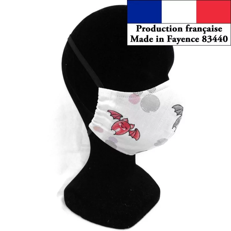 Maschera barriera design pipistrello alla moda riutilizzabile AFNOR | Tissus Loup