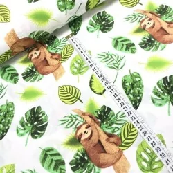 Tissu en coton imprimé avec des paresseux perchés et entourés de feuilles vertes
Nikita Loup