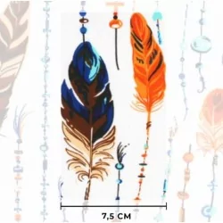 Blue and Orange Feathers and Pearls Fabric Cotton Nikita Loup