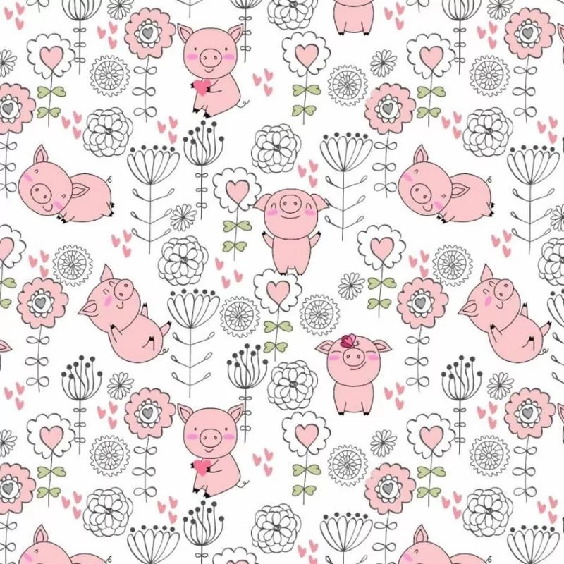 Cotton poplin fabric |Small happy pig in a flower field and playing with a butterfly.
Nikita Loup