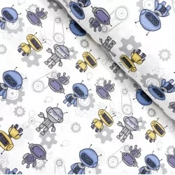 Tessuto di Cotone Piccolo Robot | Tissus Loup