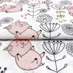 Cotton poplin fabric |Small happy pig in a flower field and playing with a butterfly.
Nikita Loup