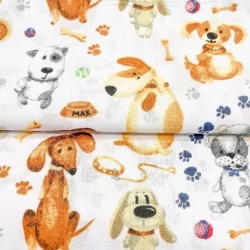 Fabric Cotton Dogs and Dog's Paws Nikita Loup