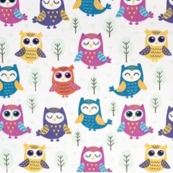 Fabric Cotton Multicolored Owls Nikita Loup