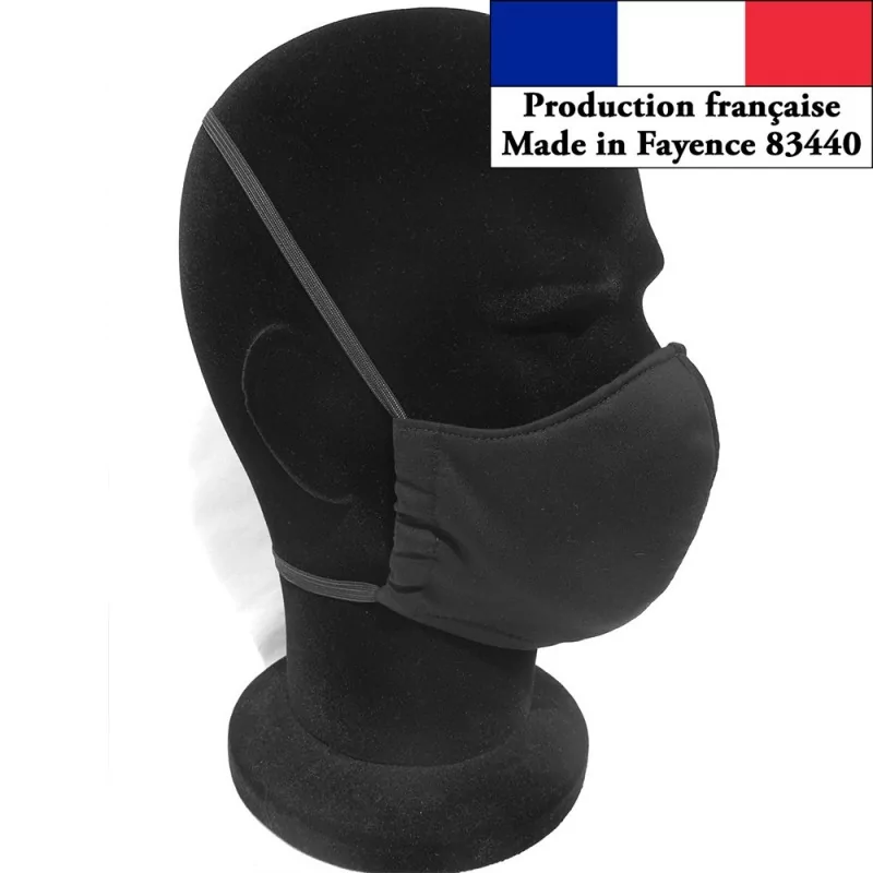 Máscara de protección de barrera negra Diseño de moda reutilizable AFNOR Nikita Loup