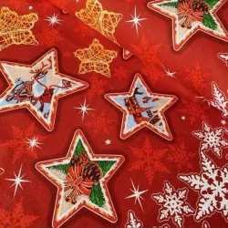 Festive Tablecloth Christmas Tree and Bullfinch Bird | Wolf Fabrics