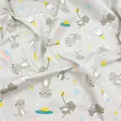 Tessuto di Cotone Gatto nello Spazio | Tissus Loup