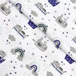 Cat and Rainbow Fabric Ctton | Wolf Fabrics