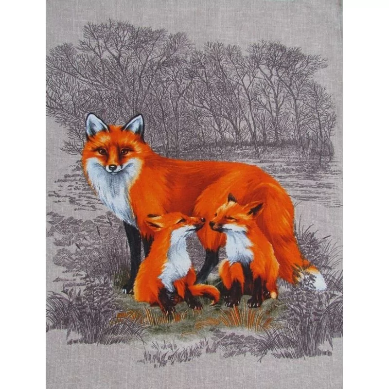 Tea Towel Fox and her Babies Nikita Loup