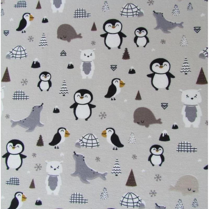 Fabric Jersey Penguin and his Friends Nikita Loup