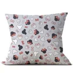 Tessuto Cotone Minnie-Mickey-Mouse Piccola Testa Sfondo Grigio | Tissus Loup
