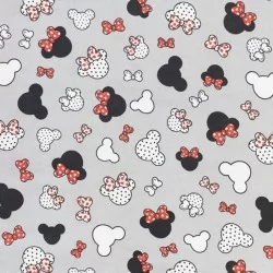 Tissu Coton Minnie-Mickey-Mouse Petite Tête Fond Gris Nikita Loup