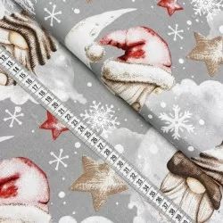 Tissu Coton Lutins dans les Nuages de Noël Nikita Loup