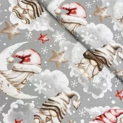 Baumwollstoff Elfen in den Weihnachtswolken Nikita Loup