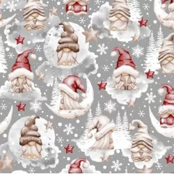 Tissu Coton Lutins dans les Nuages de Noël Nikita Loup