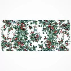 Tovaglia di Festa Albero di Natale e Petto Rosso | Tissus Loup