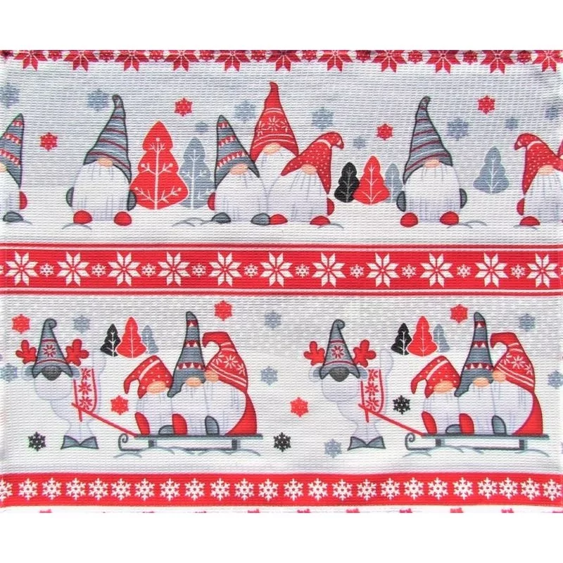 Festive Tea Towel Elves and Christmas Reindeer Nikita Loup