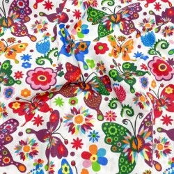 Butterflies and Flowers Fabric Cotton Nikita Loup