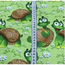 Baumwollstoff Schildkröten Grüner Hintergrund Nikita Loup