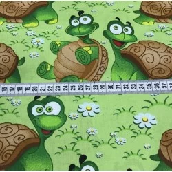 Green Turtles Fabric Cotton Nikita Loup
