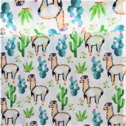 Lama en cactusstof met witte achtergrond
