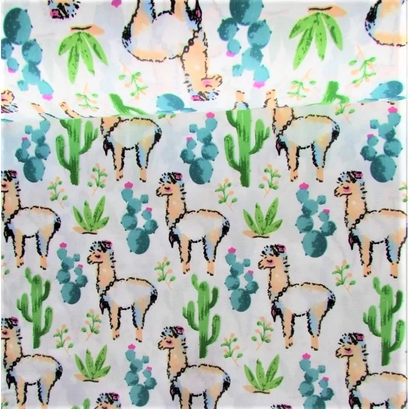 Lama fabric and cactus white background | Wolf Fabrics