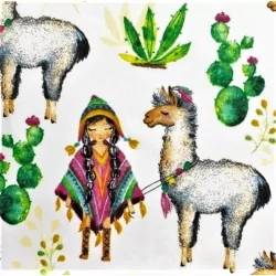 Tecido de Algodão Lhama e Pequena Indiana | Tissus Loup