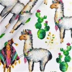 Lama katoenen stof en kleine Indiase | Wolf Stoffen
