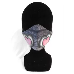 Masque protection barrière cœur rose design à la mode réutilisable AFNOR Nikita Loup