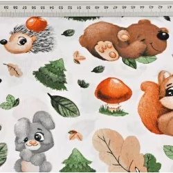 Kleintier Baumwollstoff - Eichhörnchen, Bär, Igel und Hase Nikita Loup