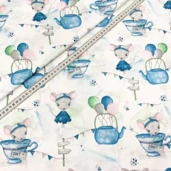 Cotton mouse fabric in blue dress | Wolf Fabrics