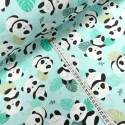Panda Fabric Green Menthe Background - Nikita Loup