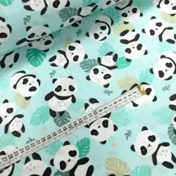 Tissu Panda Fond Vert Menthe - Nikita Loup