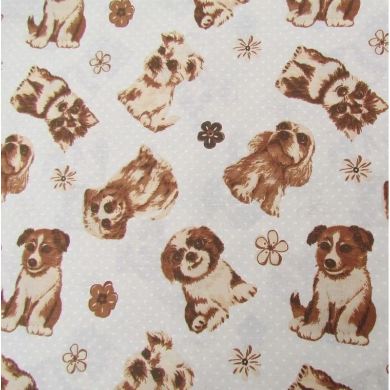 Cotton Fabric Small Dog and Flower 
Nikita Loup