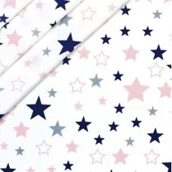 Pink and Navy Blue Stars Fabric Cotton Nikita Loup
